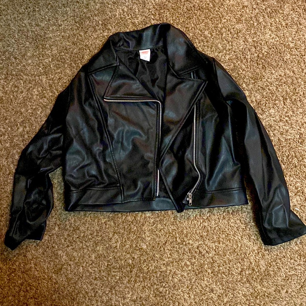 Kids black leather jacket